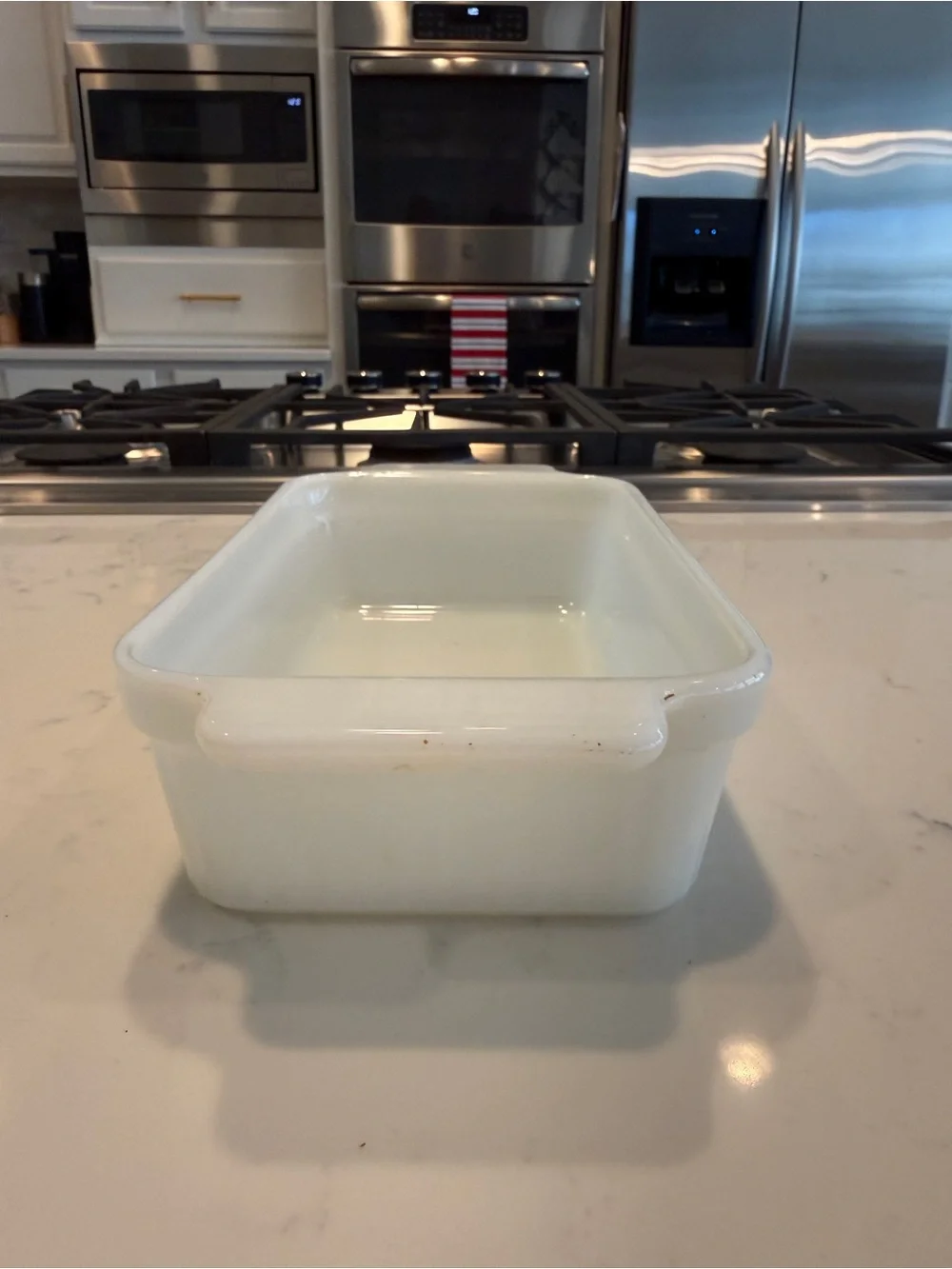 Vintage Fire-King 1409 White Milk Glass Loaf Pan 1 Qt Anchor Hocking Oven Ware U